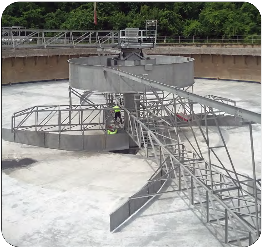 150 foot diameter secondary clarifier after retrofit